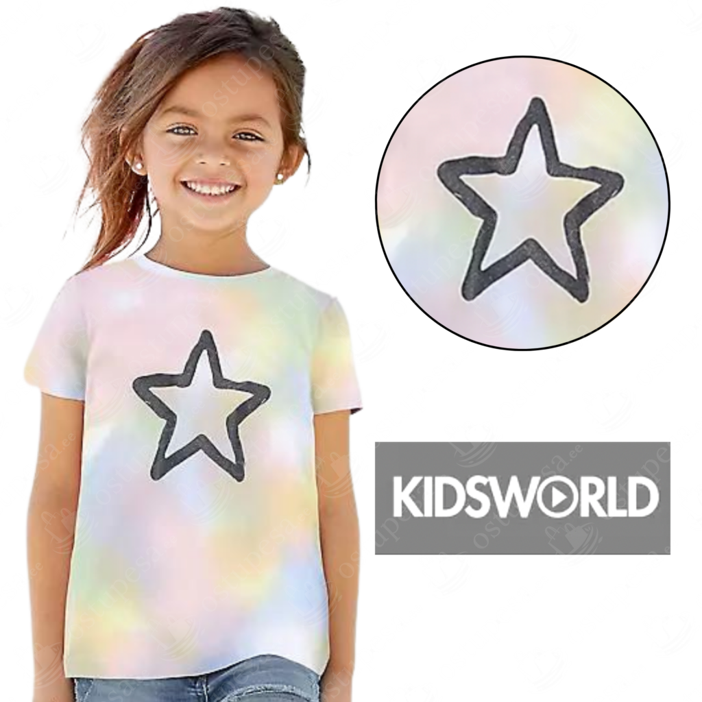 T-särk tüdrukutele tähe pildiga, värviline, KidsWorld