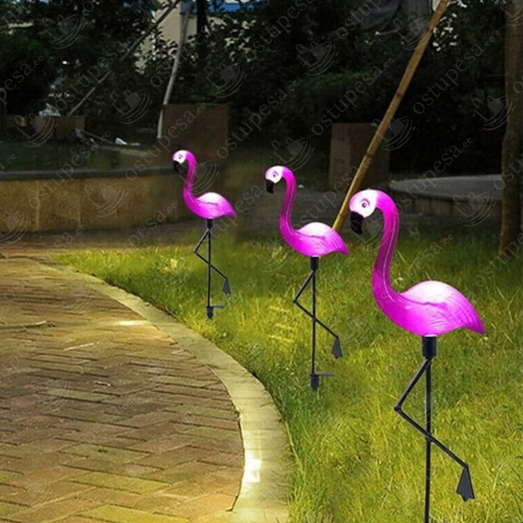 3-osaline õuetulede komplekt “Roosad flamingod”