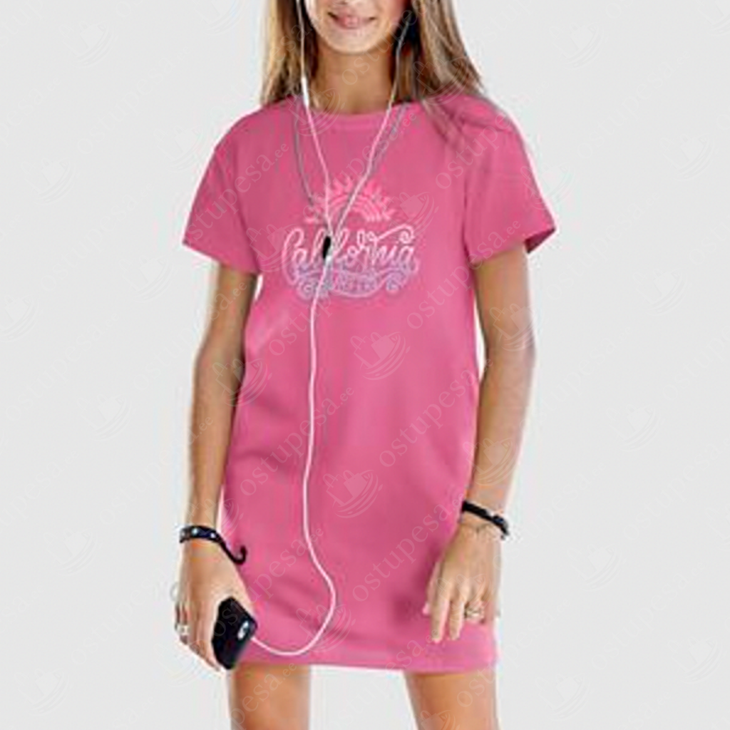 T-särk kleit tüdrukutele “California”, roosa, KidsWorld