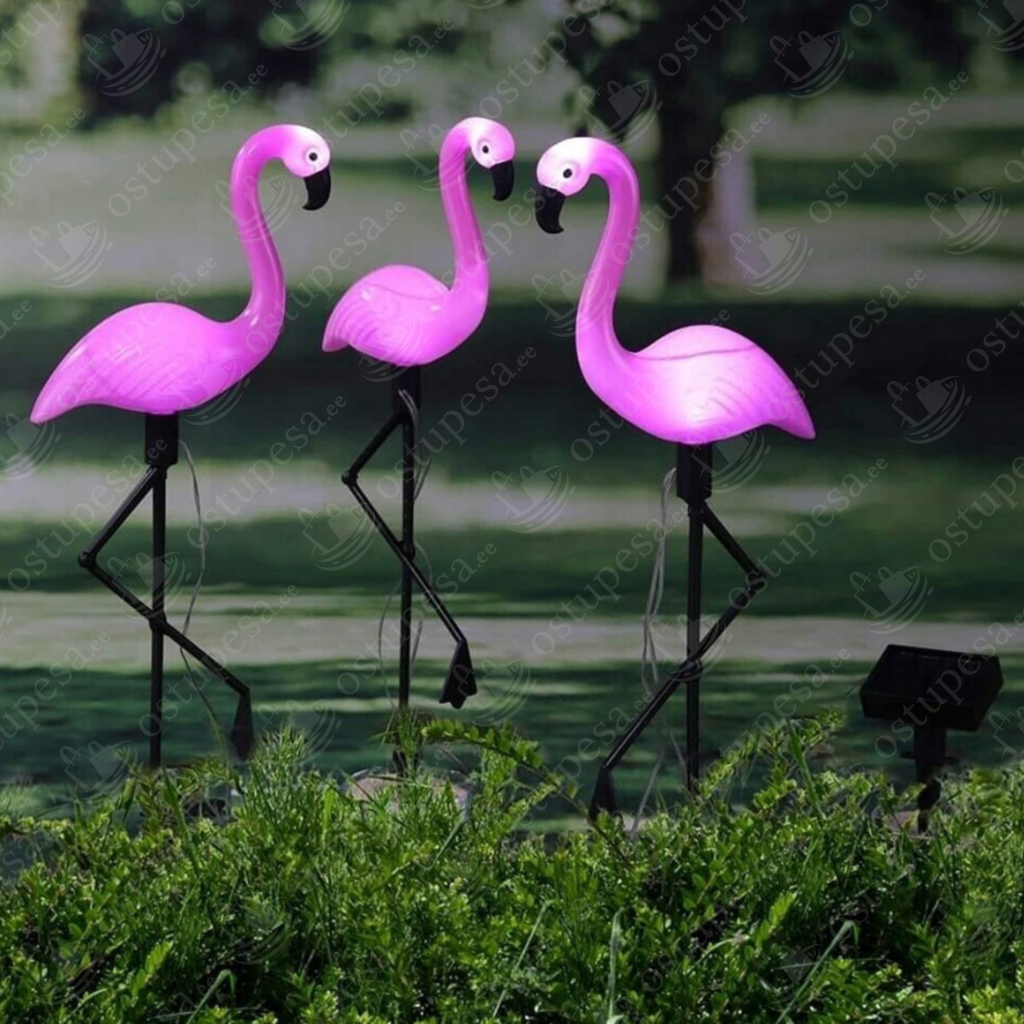 3-osaline õuetulede komplekt “Roosad flamingod”