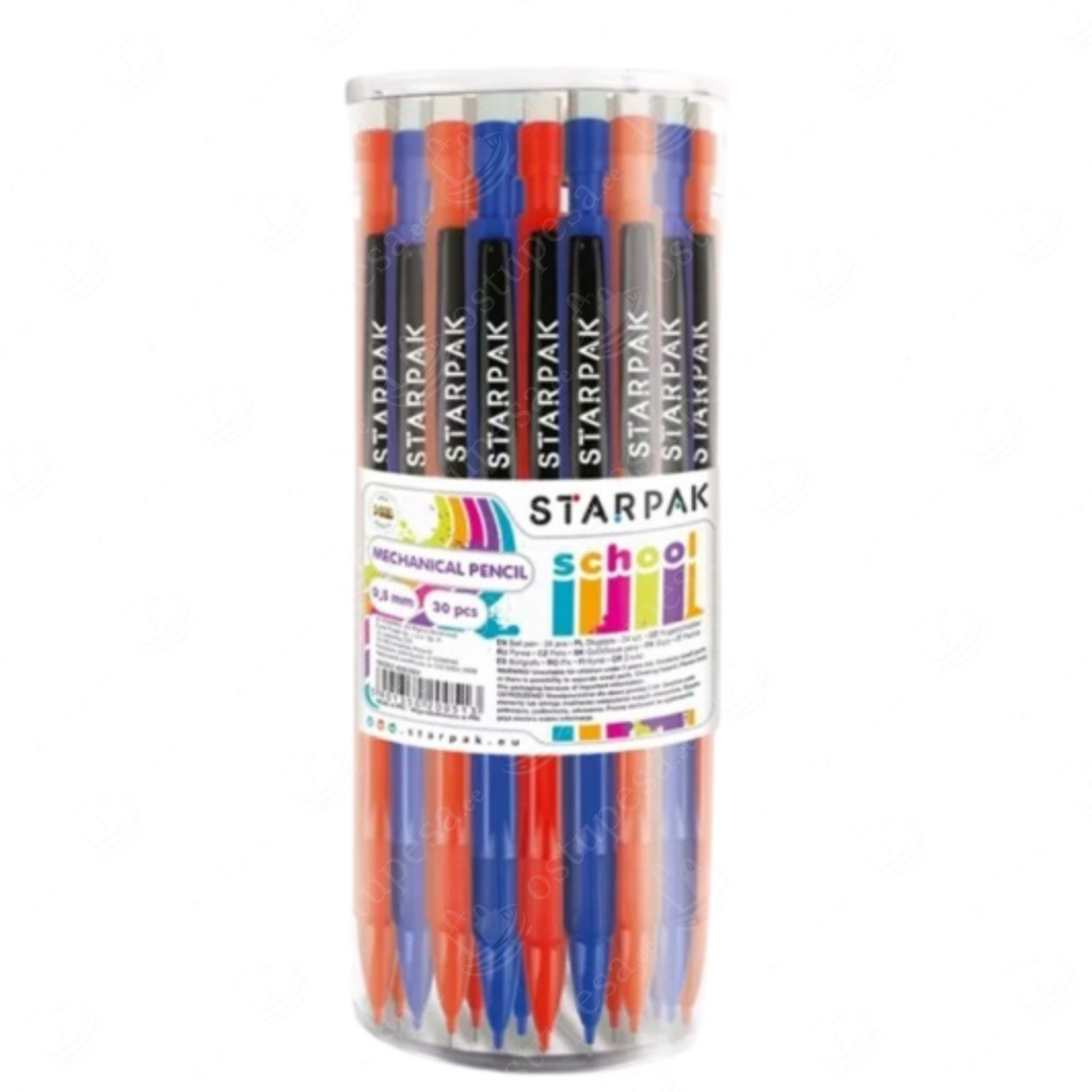 Harilik pliiats kustutuskummiga mehaaniline, 0,5mm, Starpak, 10tk komplektis