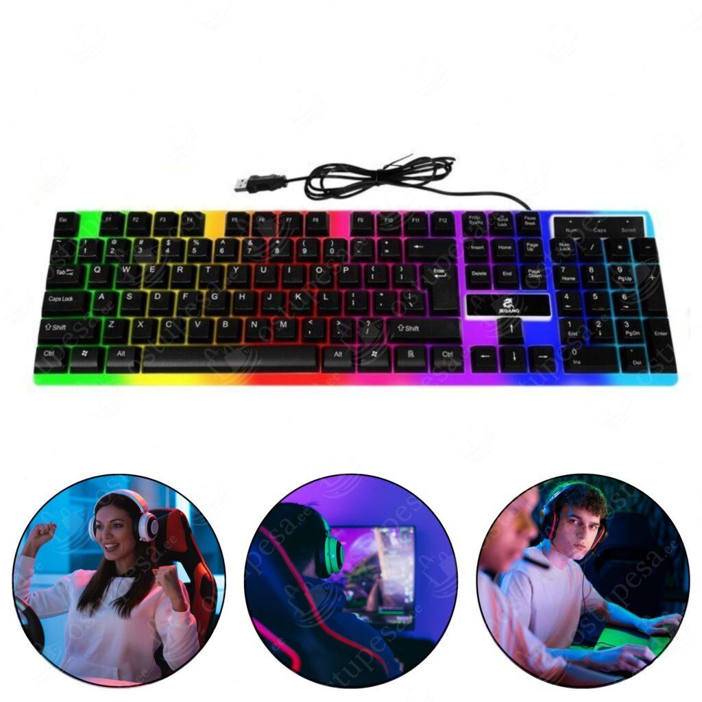 Mänguri klaviatuur, LED valgustusega, must