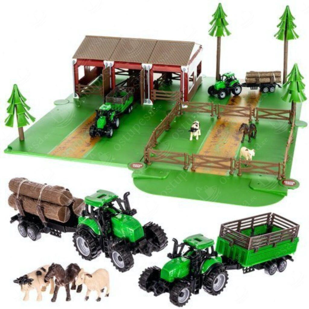 102-osaline komplekt, talu koos loomade ja traktoritega