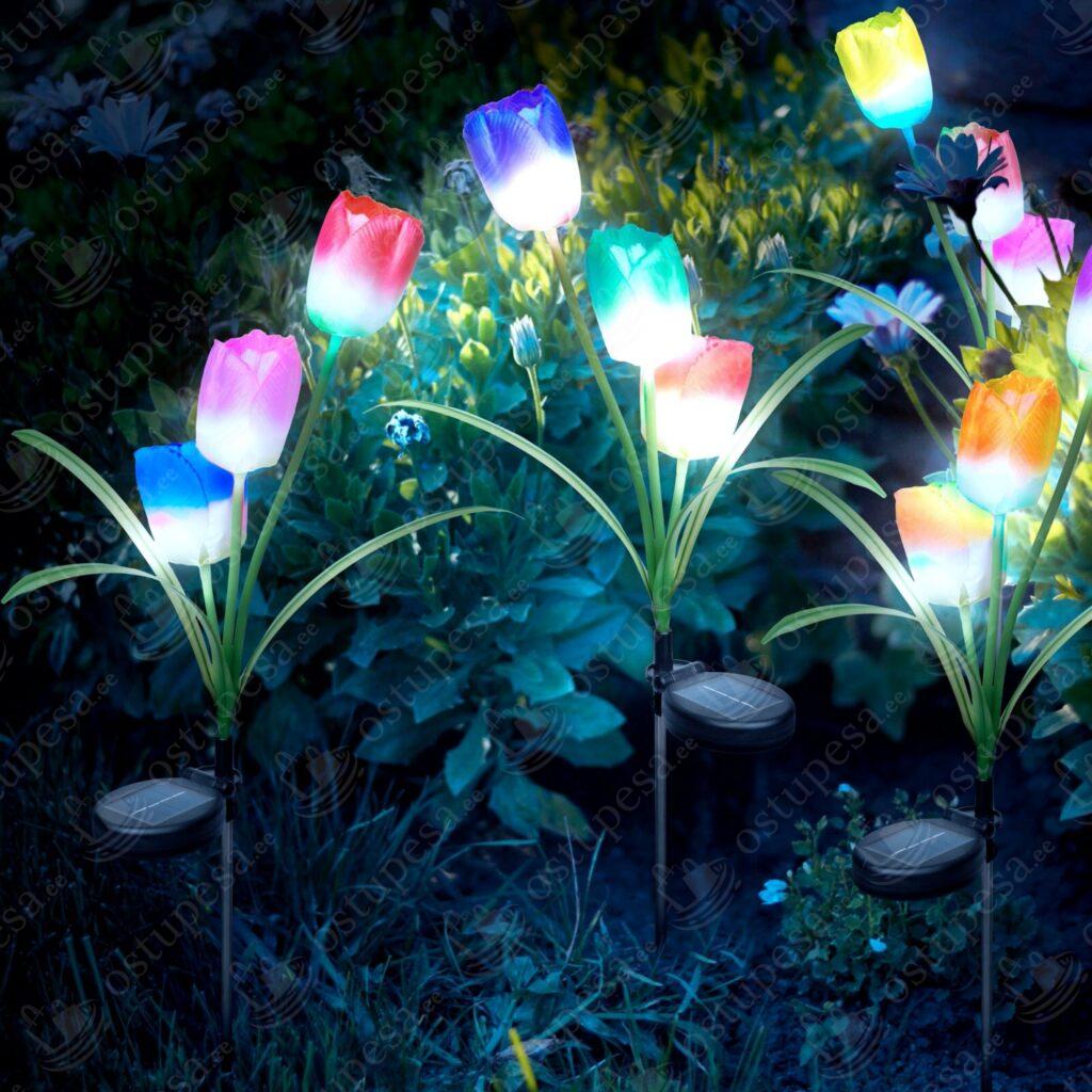 Värvimuutev LED aiavalgusti, tulp, 2 tk komplektis