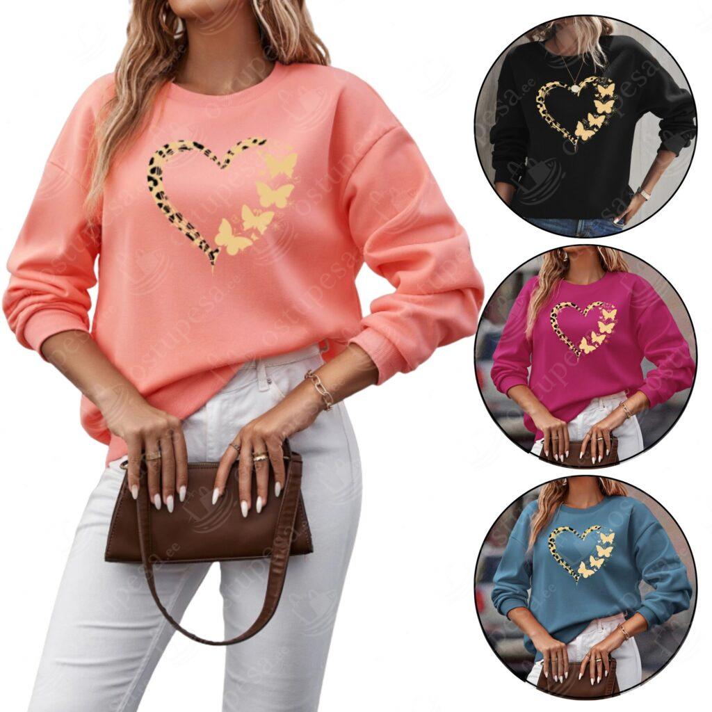 Naiste pehme pusa, südame ja liblikatega