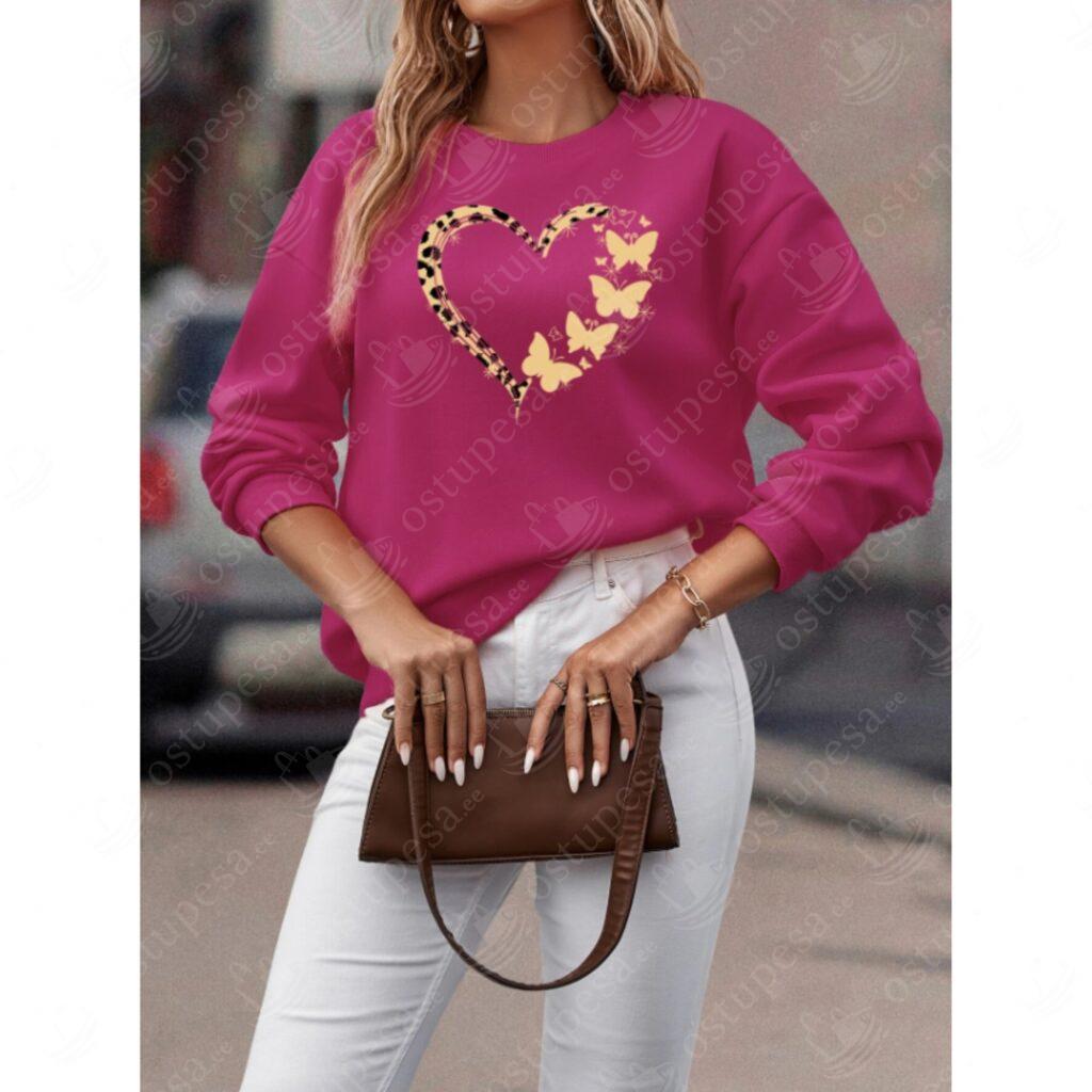 Naiste pehme pusa, südame ja liblikatega