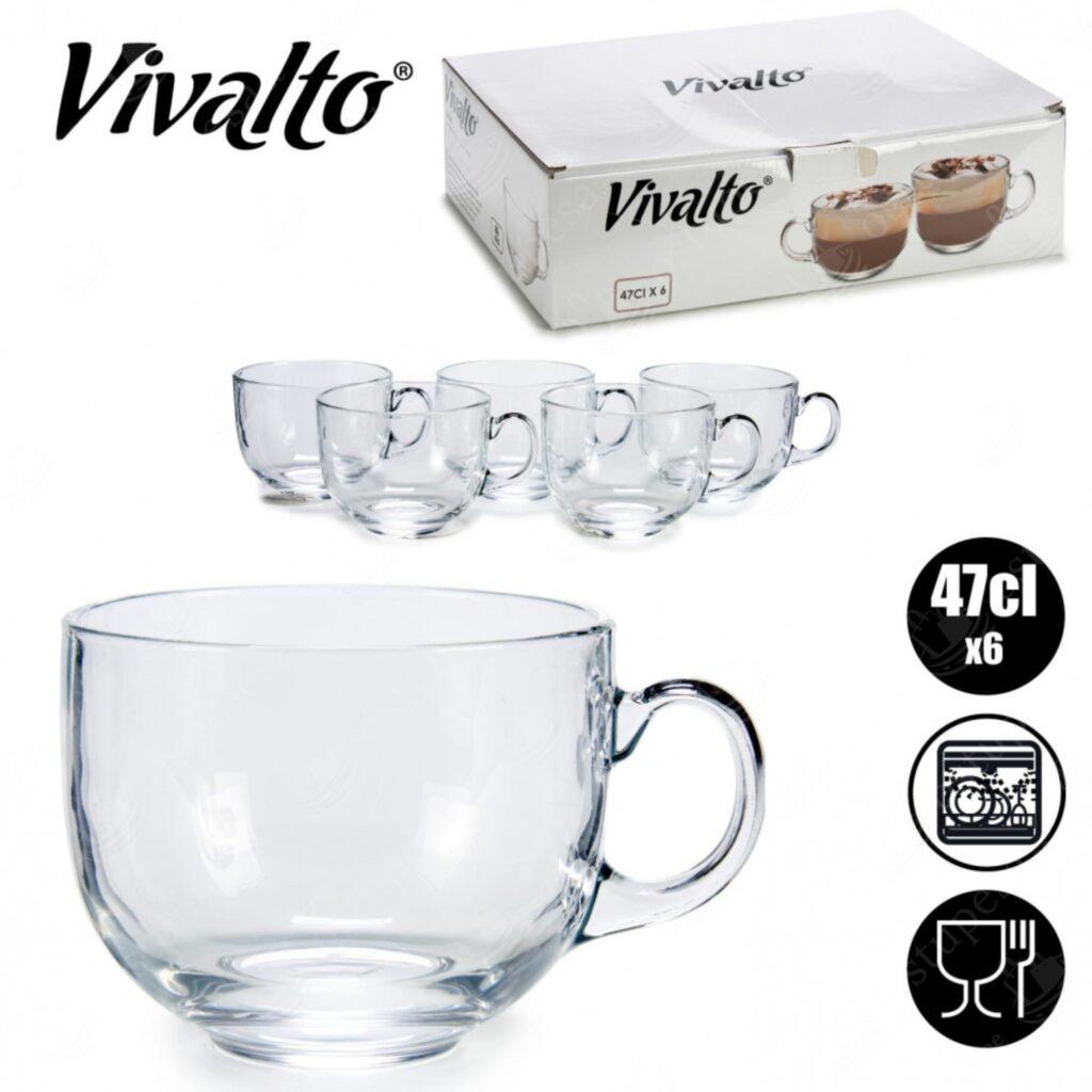 6-osaline suurte tasside komplekt, klaasist, Vivalto