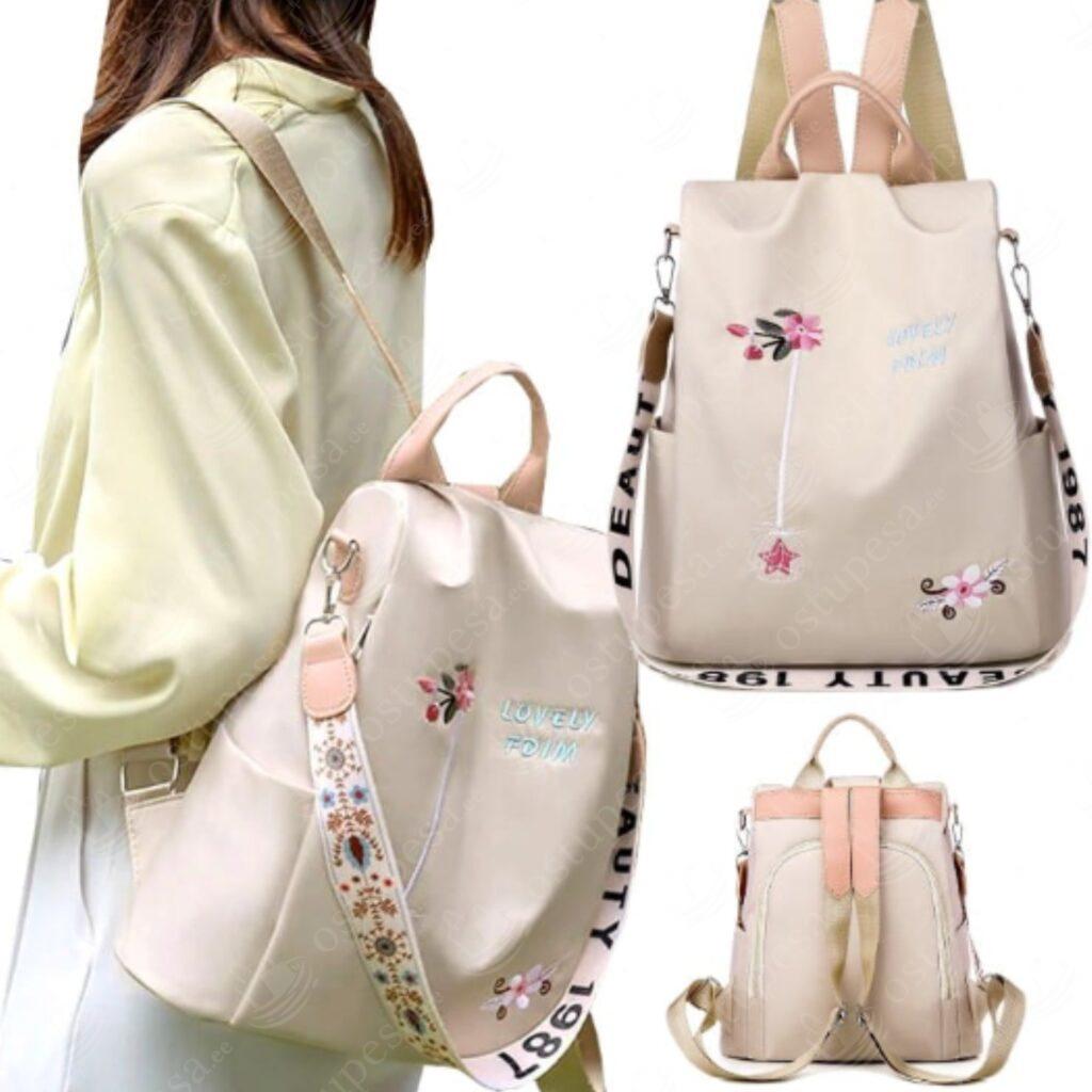 Lilledega multifunktsionaalne kott, selja-ja õlakott
