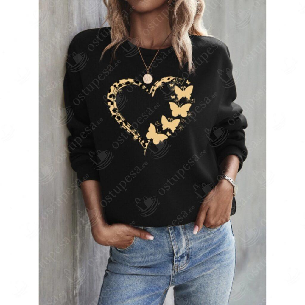 Naiste pehme pusa, südame ja liblikatega