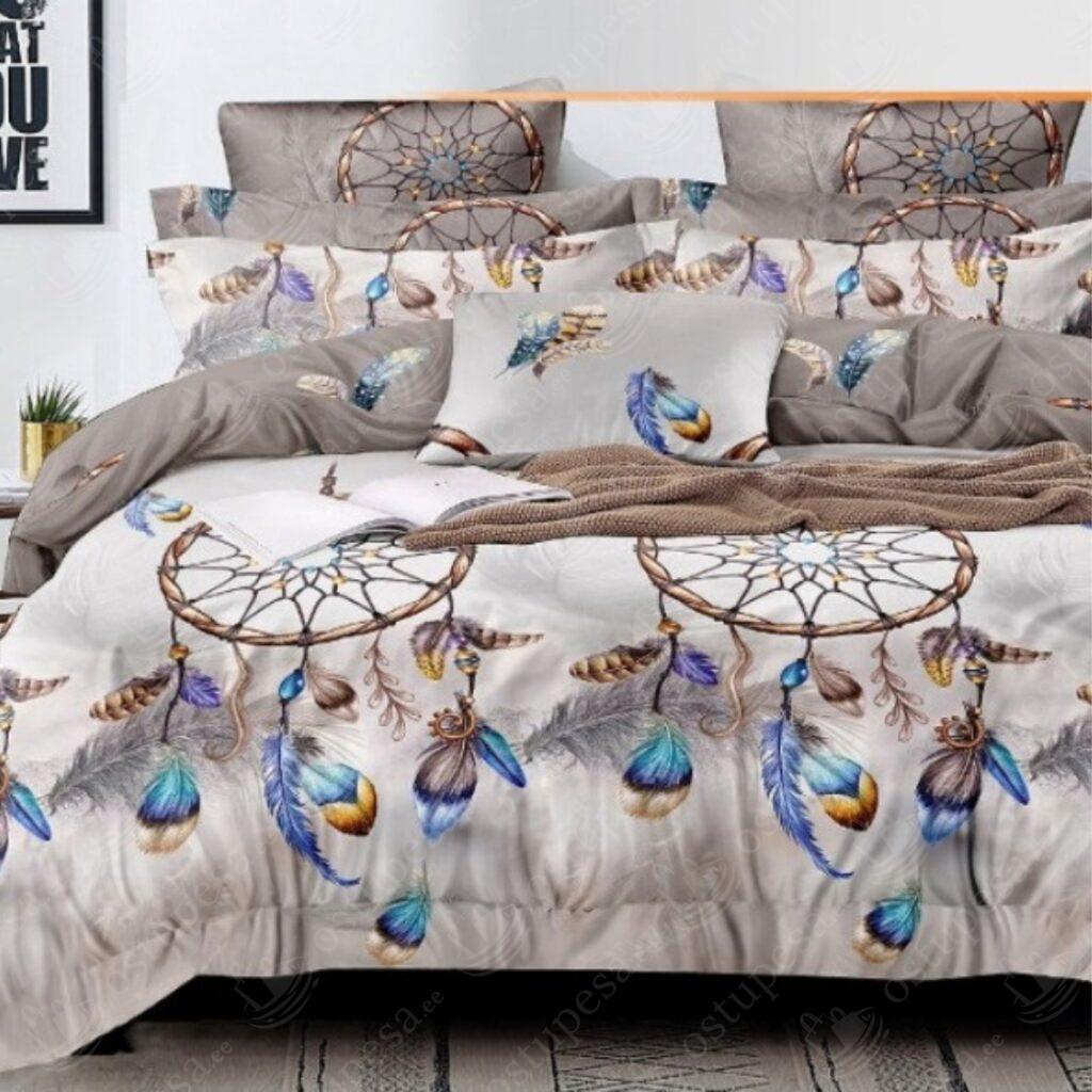 4-osaline voodipesukomplekt, puuvillsatiin, unenäopüüdjatega