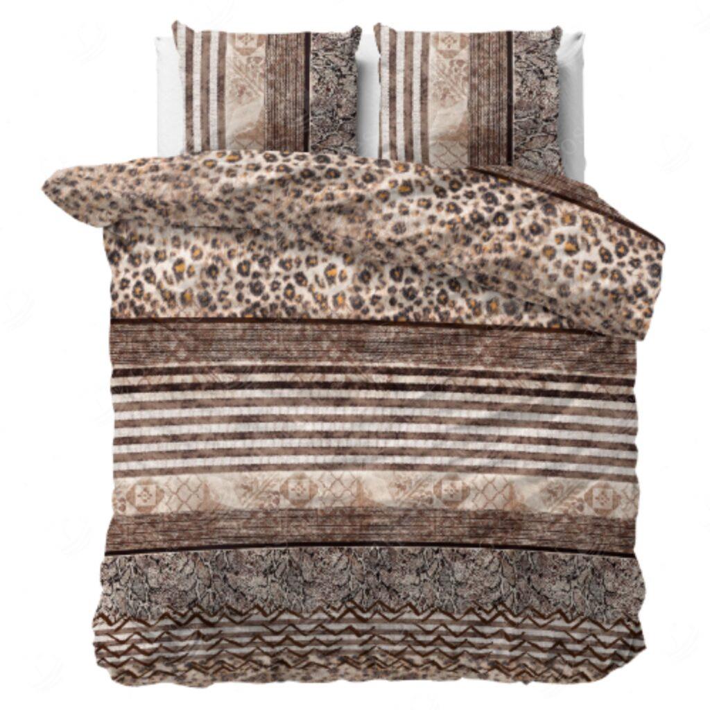 Voodipesukomplekt pantrimustriline/triibuline, pruun