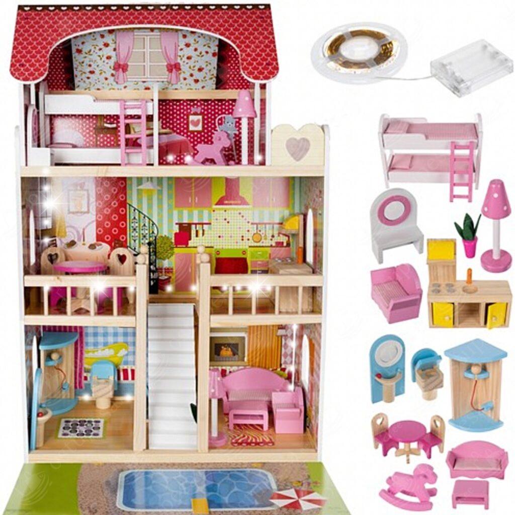 Nukumaja basseini ja LED-valgustusega, puidust, Kruzzel