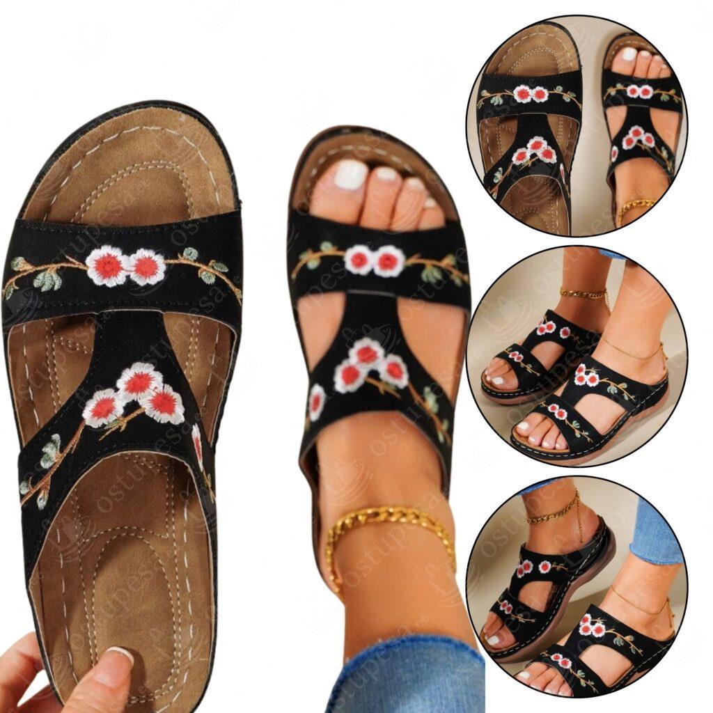 Naiste sandaalid, lillelise mustriga