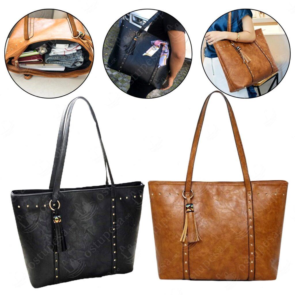 Naiste käekott neetidega, narma ripatsiga