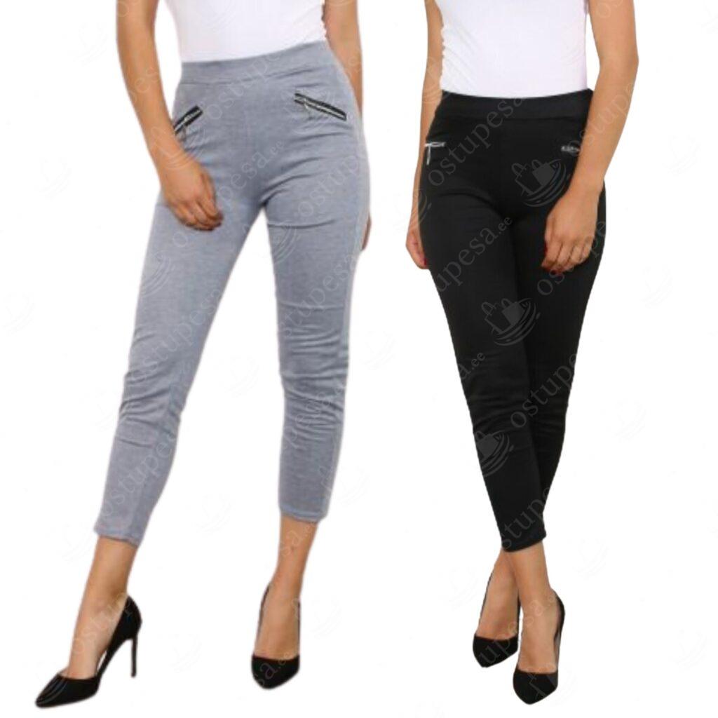 Püksid naistele lukkudega, 2 erinevat värvi komplektis