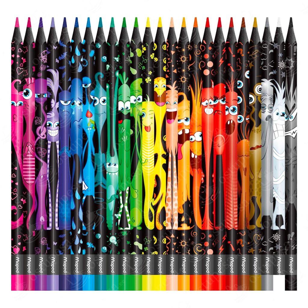 Pliiatsite komplekt Color’Peps Monster, Maped, 12 x viltpliiatsid ja 24 x värvipliiatsid komplektis
