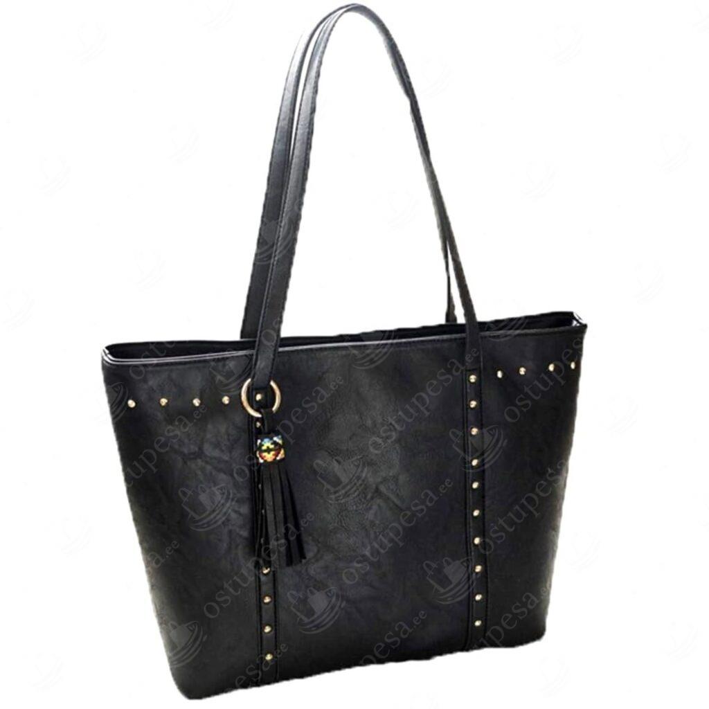 Naiste käekott neetidega, narma ripatsiga