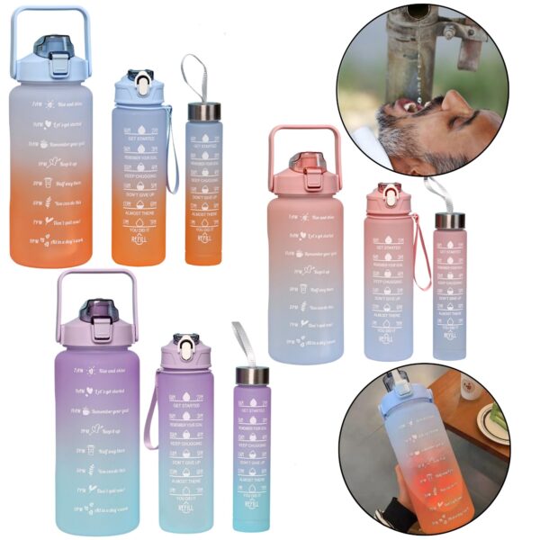 Veepudelid, kellaaegadega, 3 erisuurust komplektis