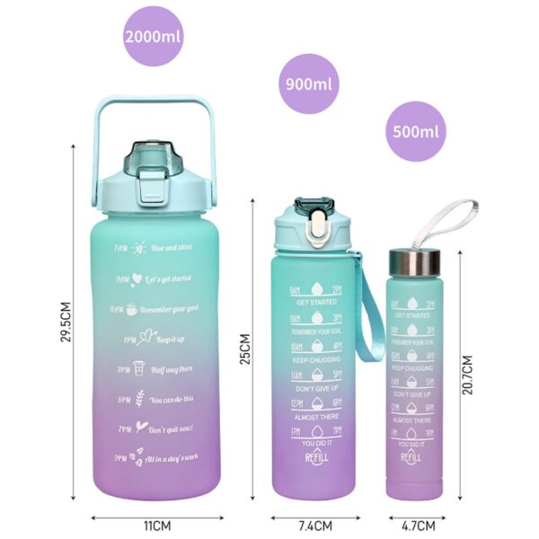 Veepudelid, kellaaegadega, 3 erisuurust komplektis