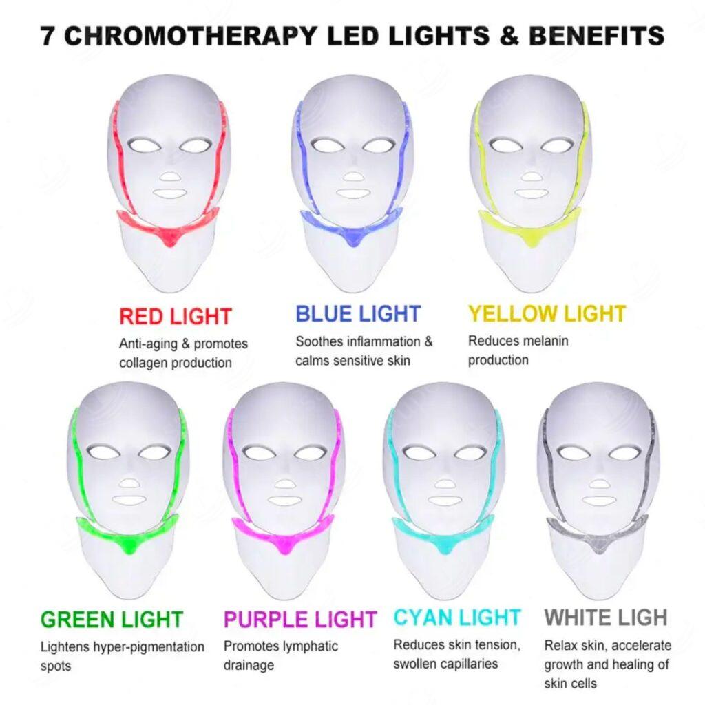 LED-näomask, 7 erineva valgusega