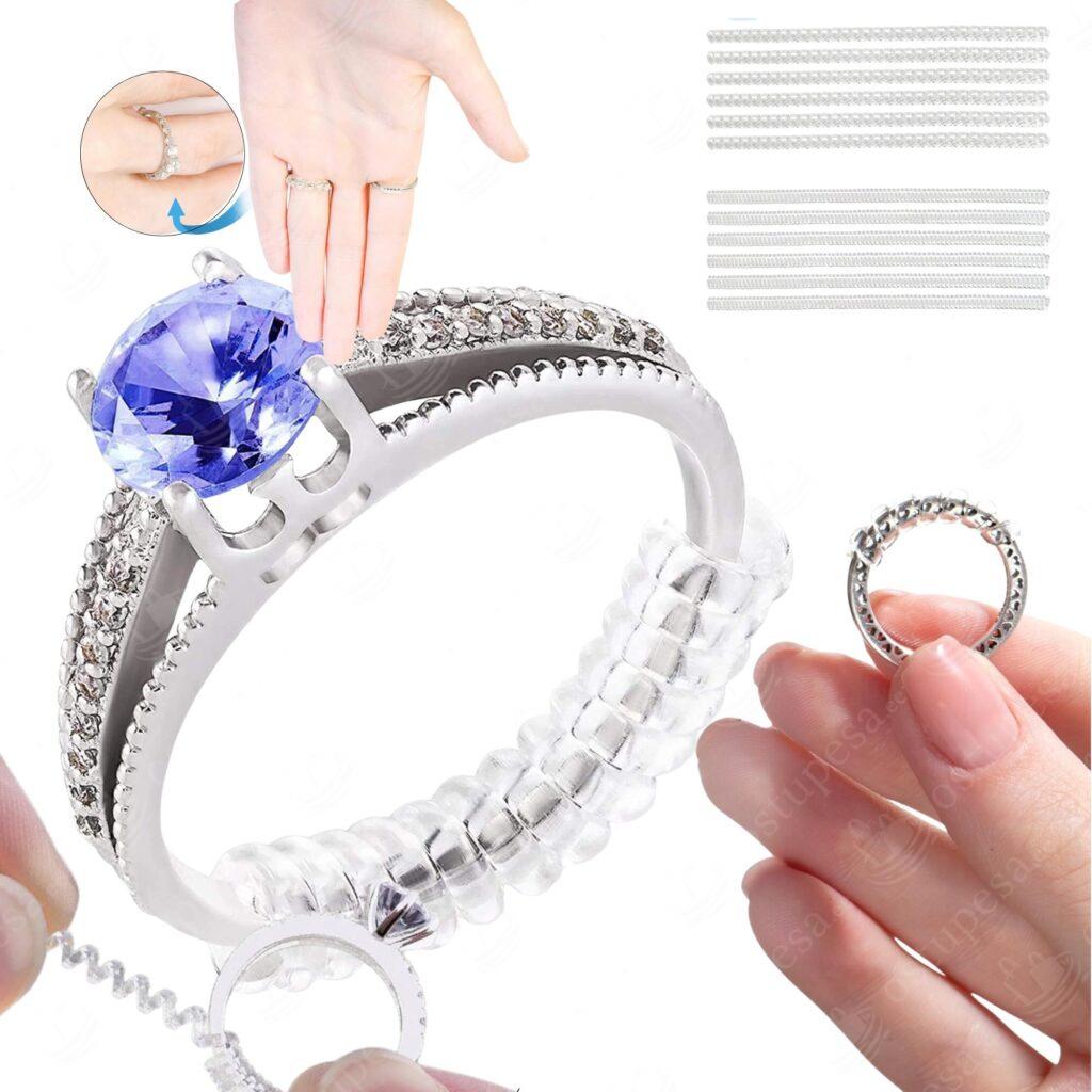 Sõrmuse suuruse reguleerija, silikoonist, 12 tk komplektis