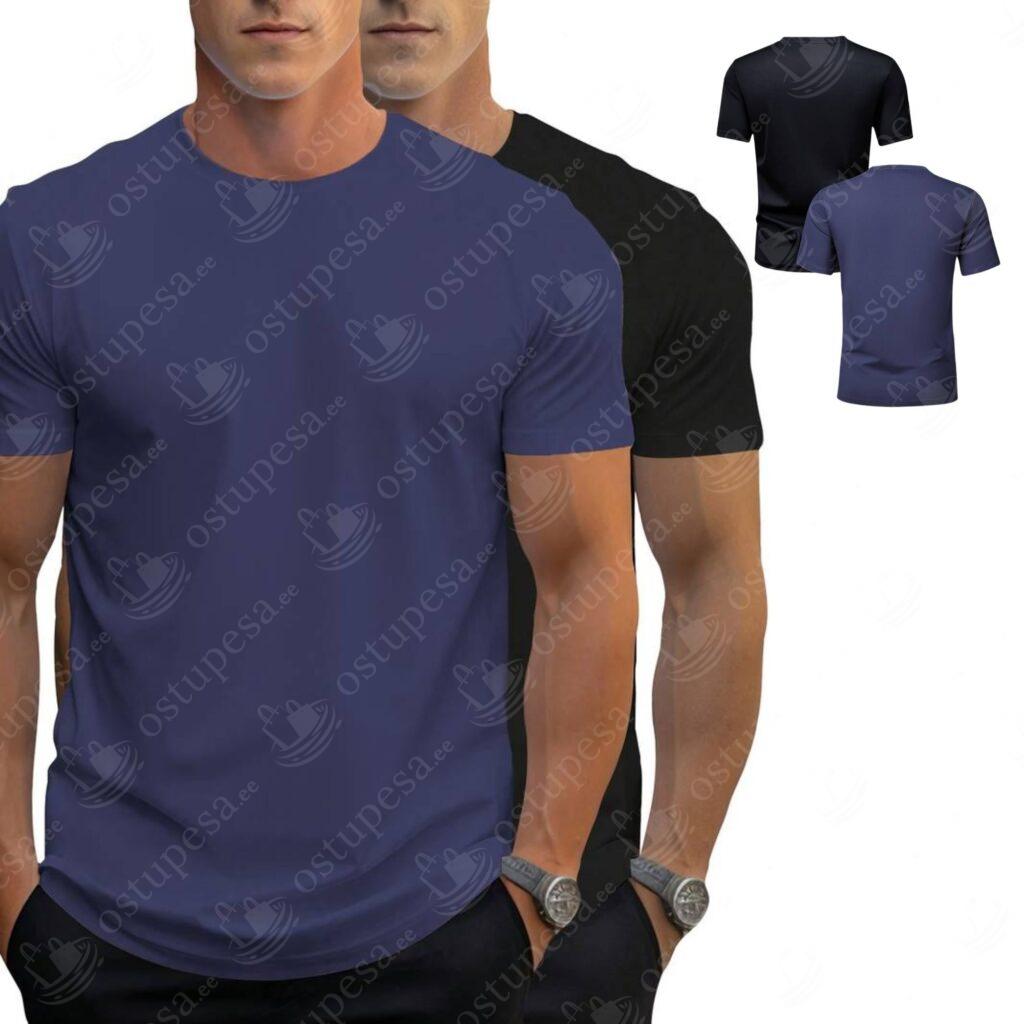 Meeste T-särk, must ja sinine komplektis