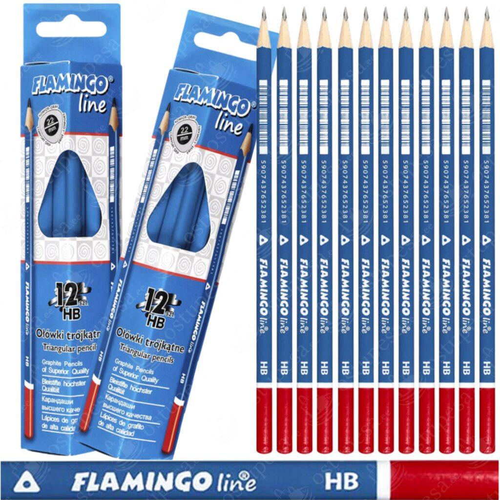 Harilik pliiats HB, Flamingo line, 12 pliiatsit pakis, 2 pakki komplektis