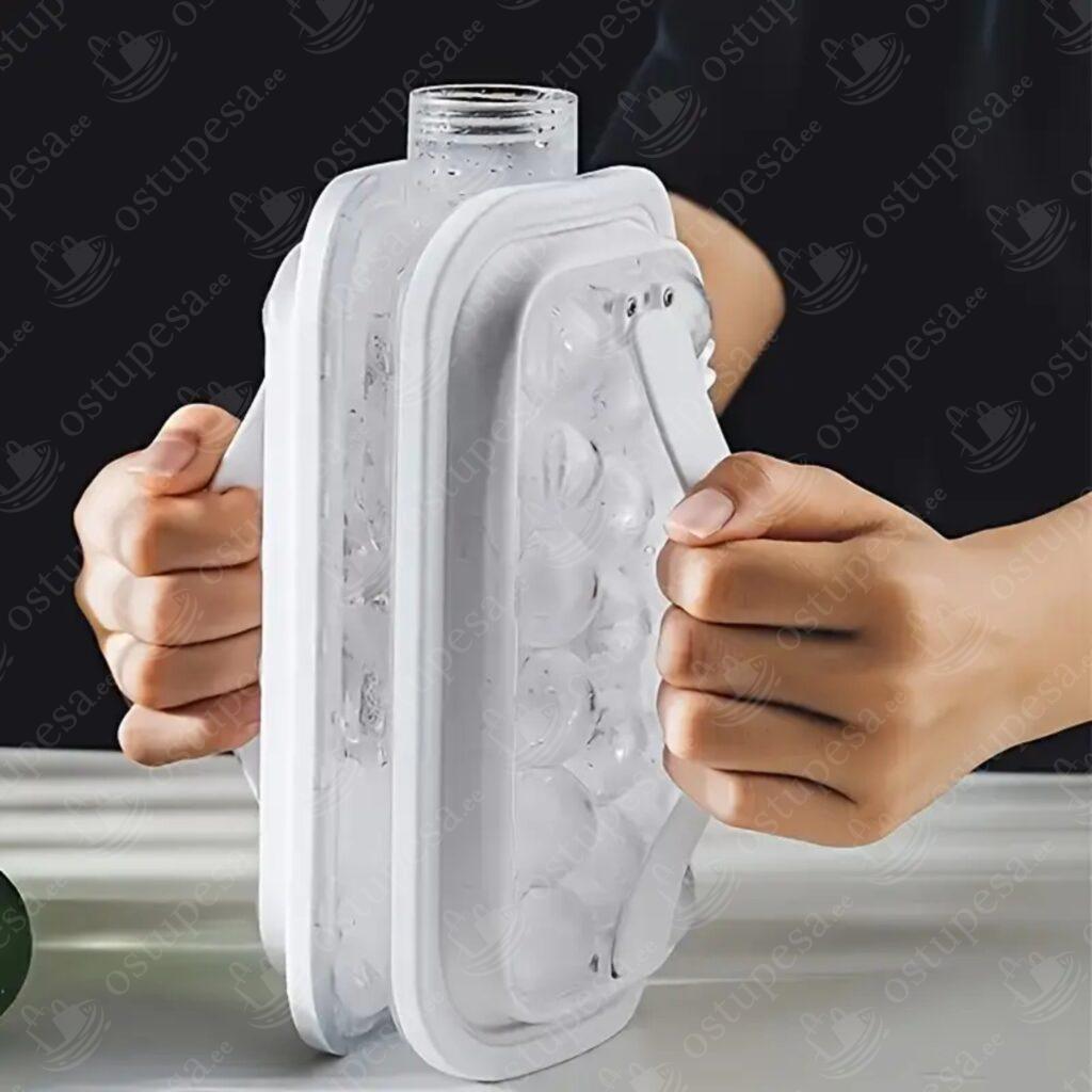 2-ühes jääkuubikuvorm ja pudel