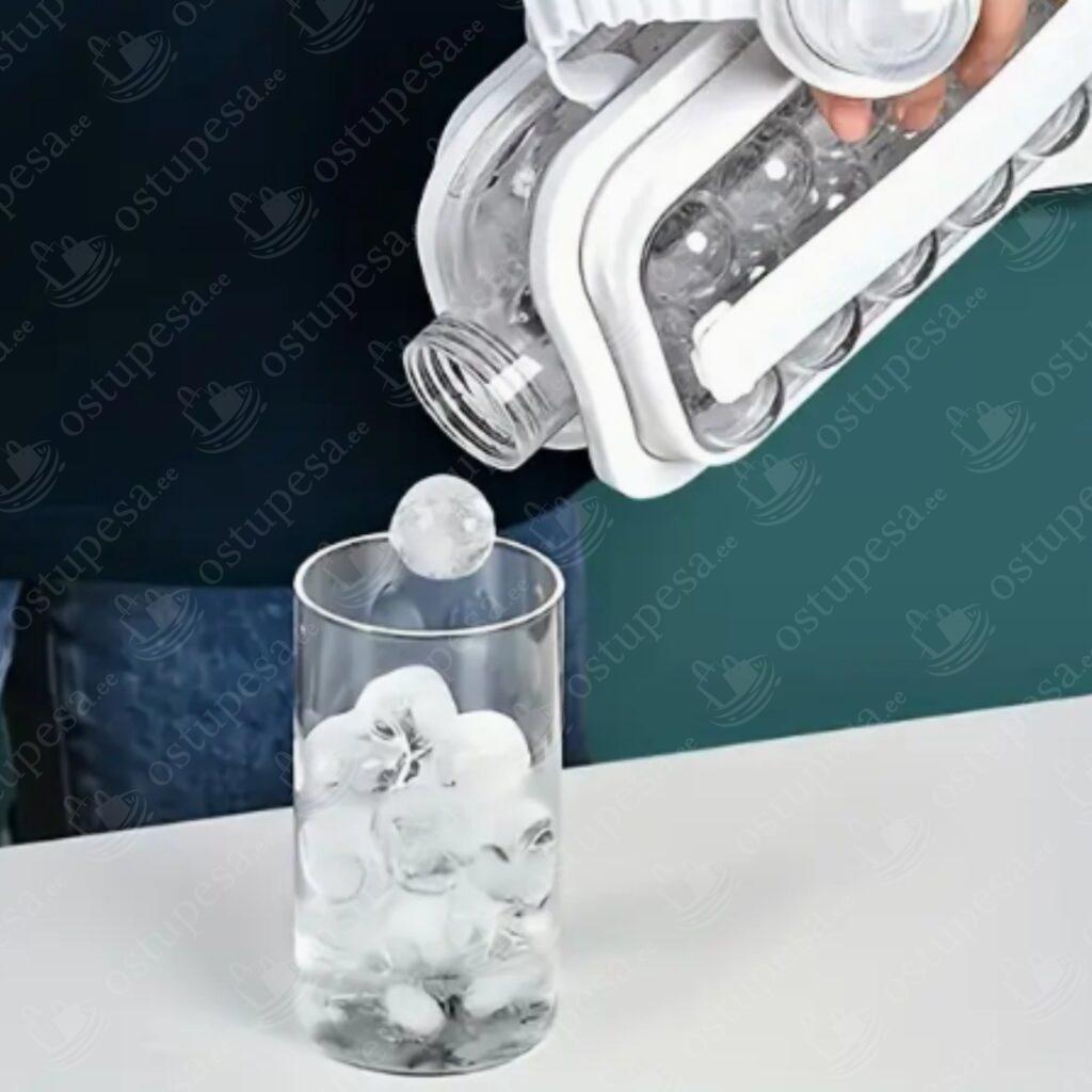 2-ühes jääkuubikuvorm ja pudel