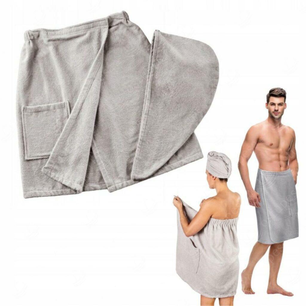 Saunarätik ja turban komplektis, hall