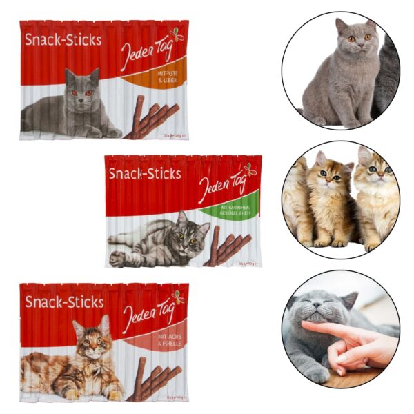 Närimispulgad kassidele, 50 g, Jeden Tag, 3 erinevat komplektis