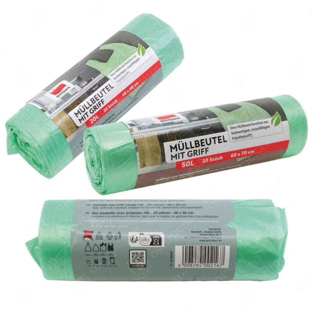 Prügikotid 12 rulli komplektis, rohelised