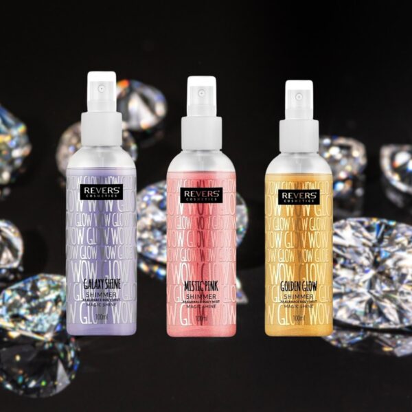 Sädelevad kehaspreid, 100 ml, Revers Cosmetics, 3 tk komplektis (Galaxy, Golden, Pink)