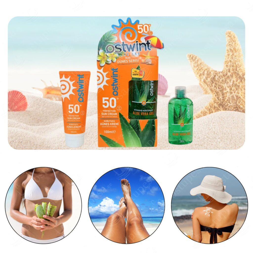 2-osaline päikesekaitsekomplekt (SPF 50 kreem 100 ml + aloe vera geel 100 ml), Ostwint