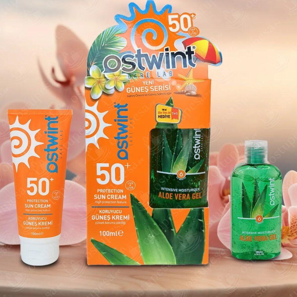 2-osaline päikesekaitsekomplekt (SPF 50 kreem 100 ml + aloe vera geel 100 ml), Ostwint