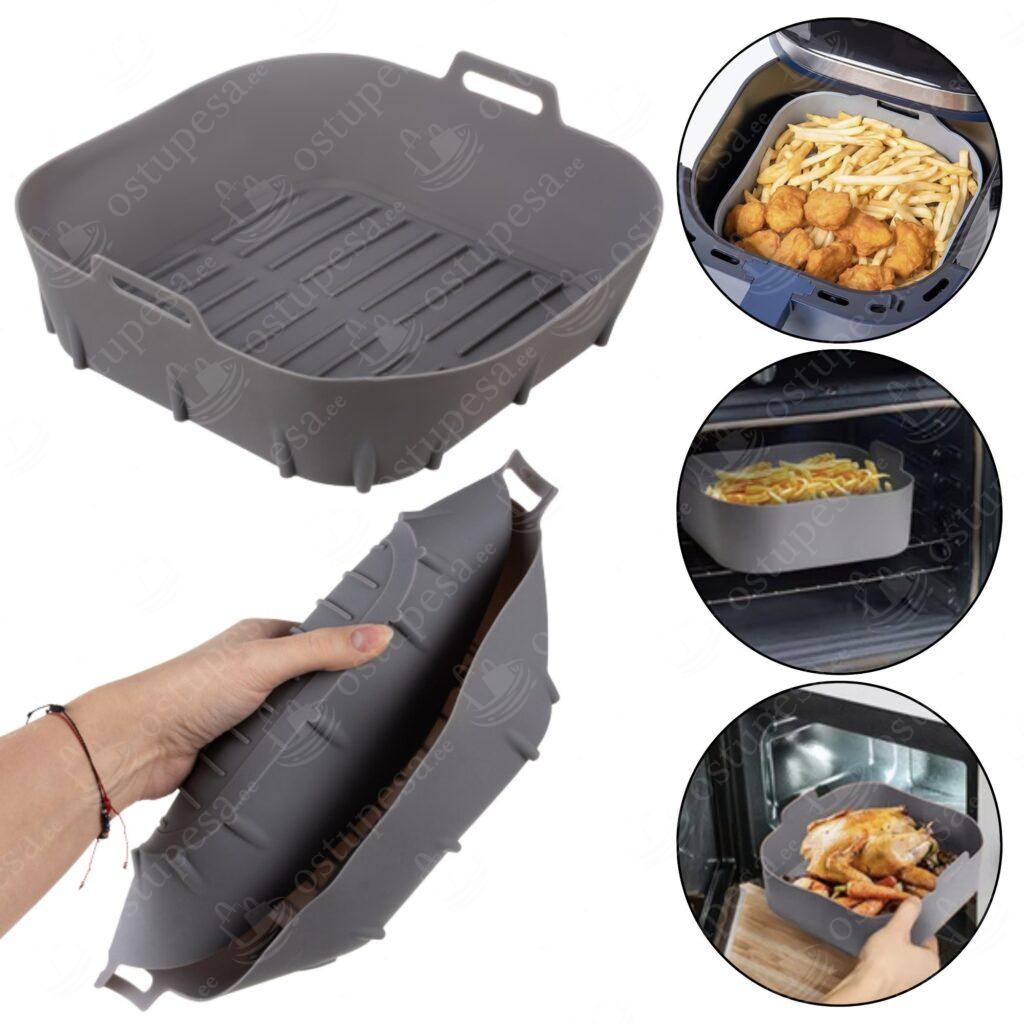 Küpsetusvorm kuumaõhufritüürile, silikoonist, hall