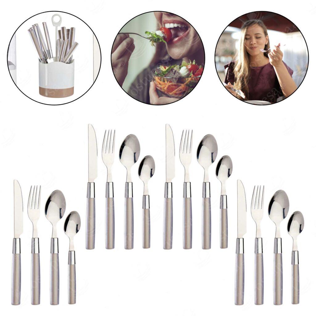 16-osaline söögiriistade komplekt hoidjaga