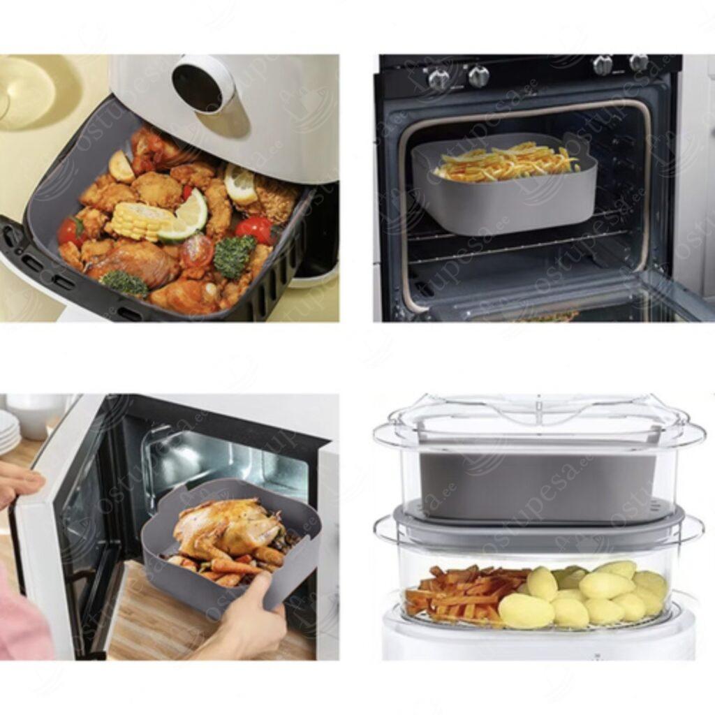 Küpsetusvorm kuumaõhufritüürile, silikoonist, hall