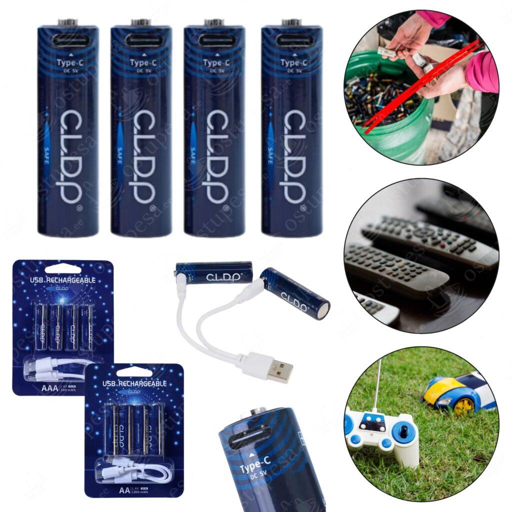 USB-C kaudu laetavad patareid