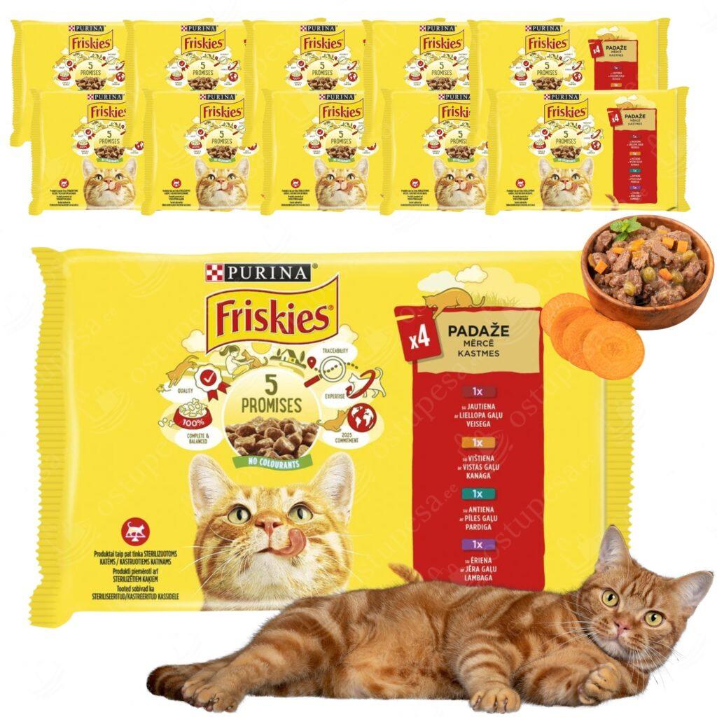 Kiisueine liha assortii, Friskies, 12 x 4-pakki komplektis