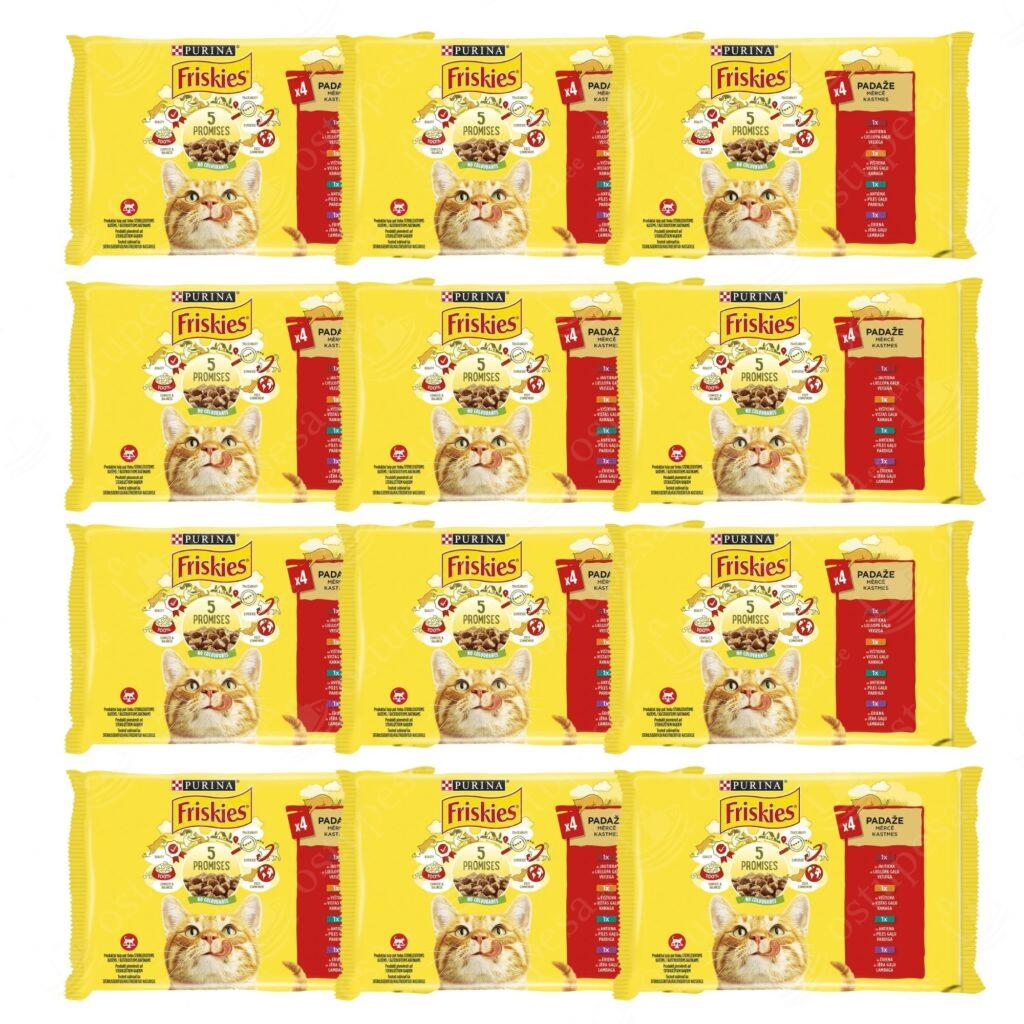 Kiisueine liha assortii, Friskies, 12 x 4-pakki komplektis