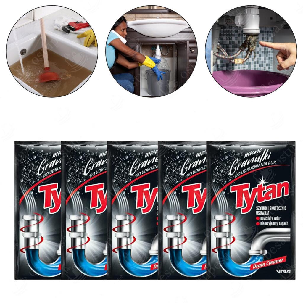 Torupuhastuse graanulid, 40 g, TYTAN, 5 pakki komplektis