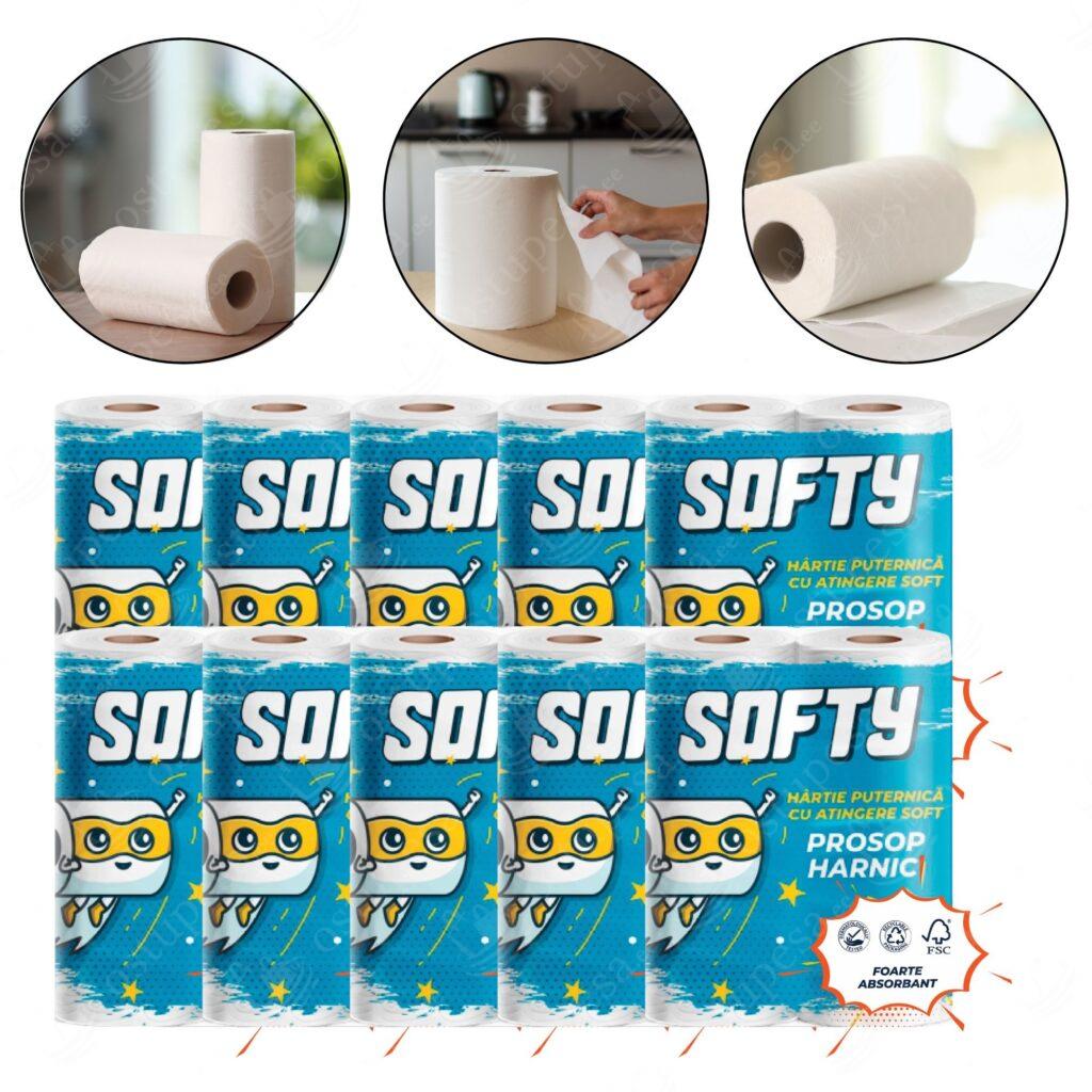 Majapidamispaber, 2 rulli pakis, Softy, 10 pakki komplektis