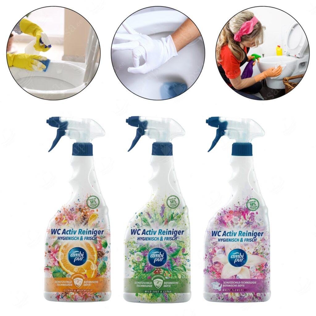 WC-poti puhastusvahend, Ambi Pur, 750 ml, 3 erinevat komplektis