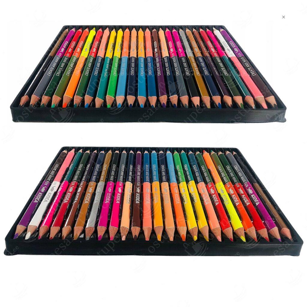 Kolmnurksed värvipliiatsid, kahepoolsed, 24 tk pakis, Kidea