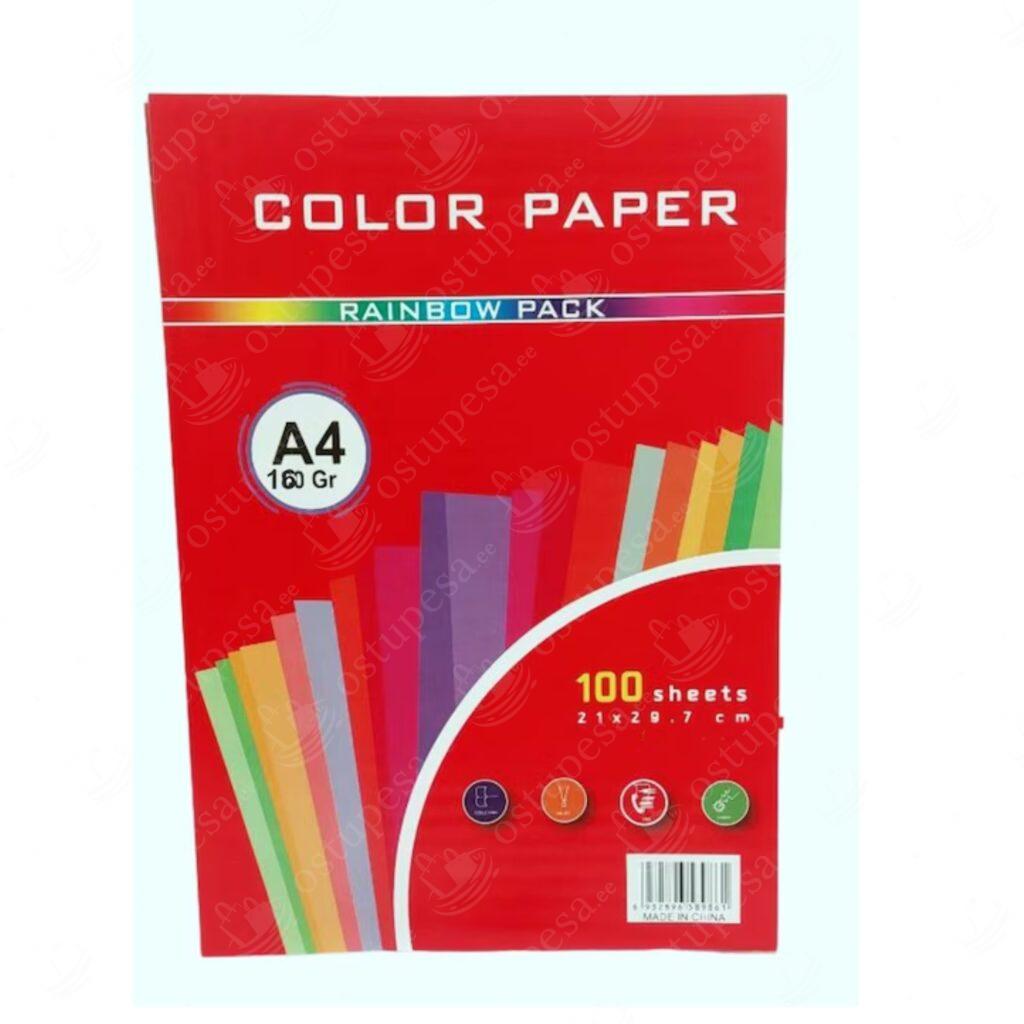 Värviline paber A4, 100 lehte, kahepoolsed