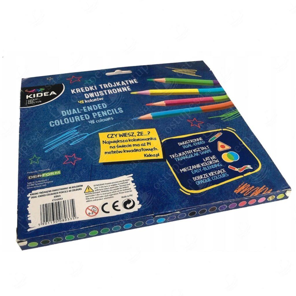 Kolmnurksed värvipliiatsid, kahepoolsed, 24 tk pakis, Kidea