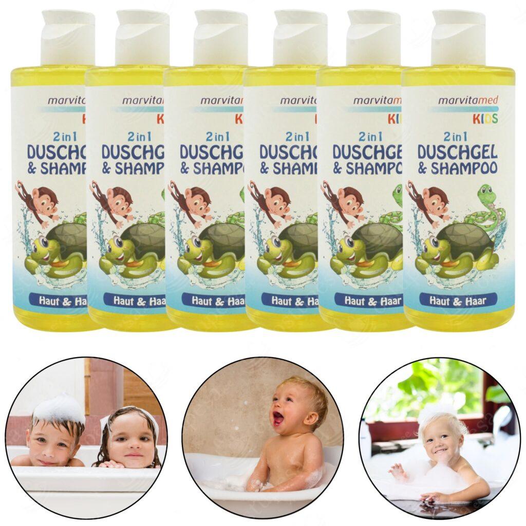 2-ühes dušigeel-šampoon lastele, Marvitamed, 6 x 250 ml komplektis