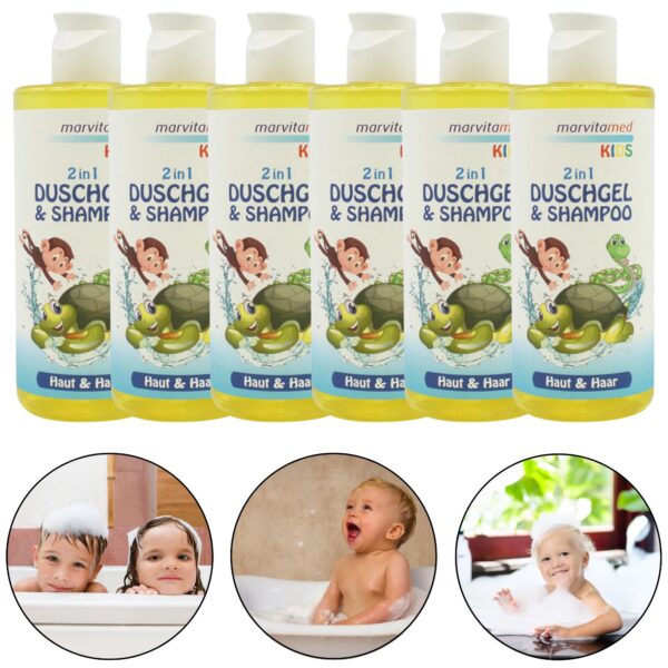 2-ühes dušigeel-šampoon lastele, Marvitamed, 6 x 250 ml komplektis