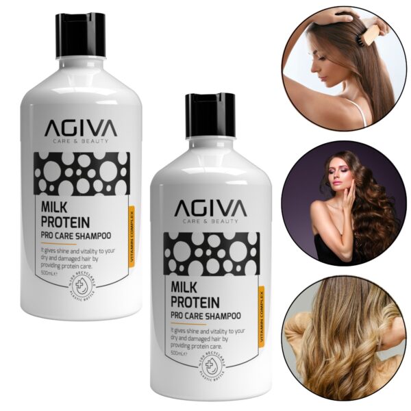 Šampoon piimaproteiiniga, 500 ml, Agiva, 2 tk komplektis